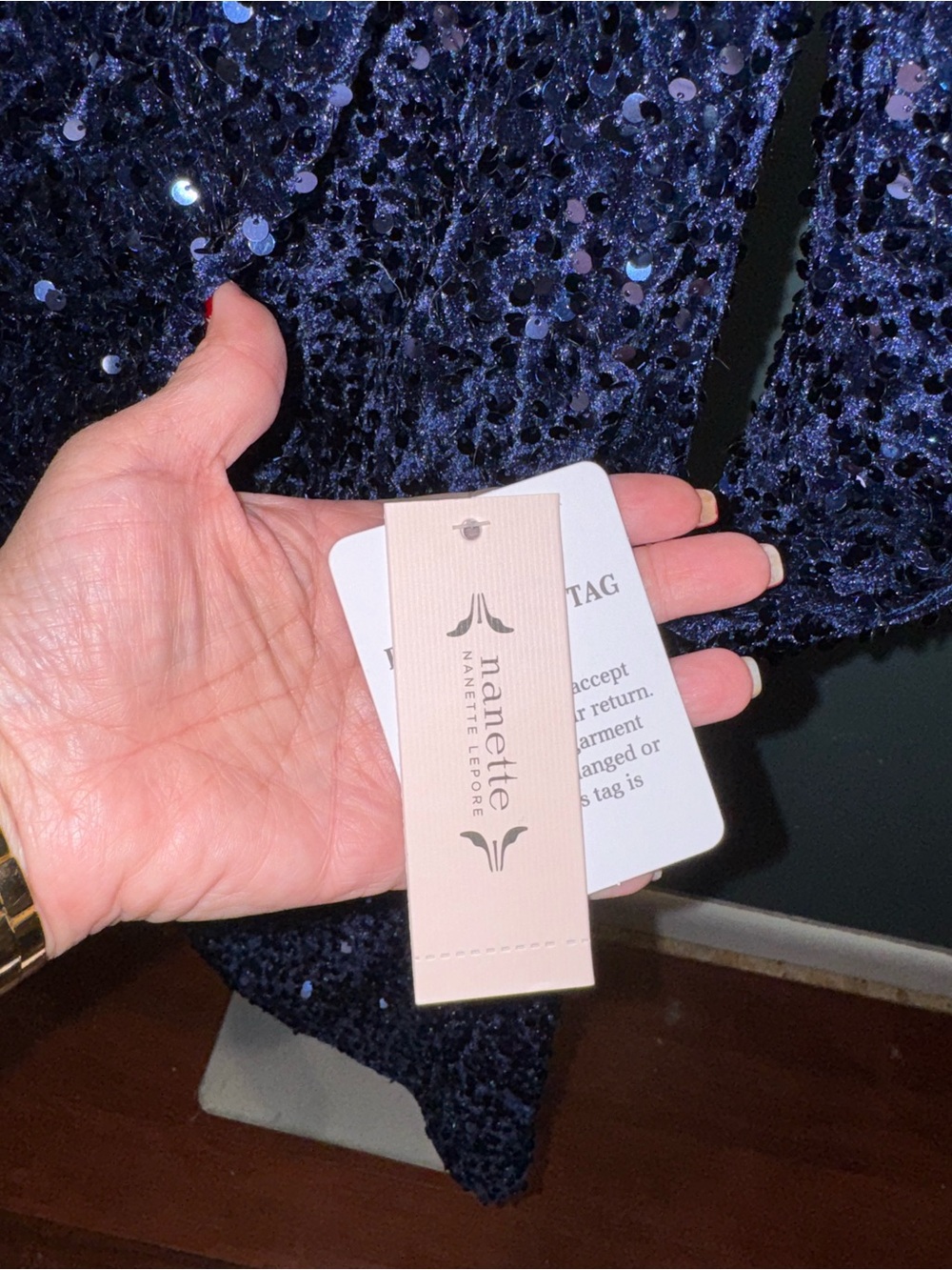 Nanette Lepore Navy Sequin Midi Dress - Picture 3 of 4